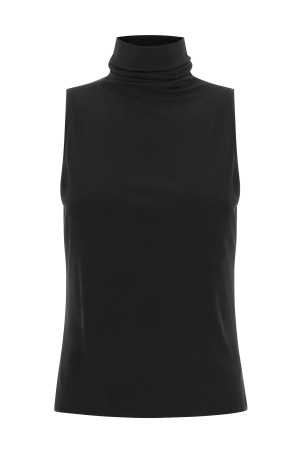 Black jersey turtleneck sweater Black