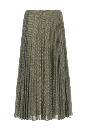 Green houndstooth pleated skirt Green