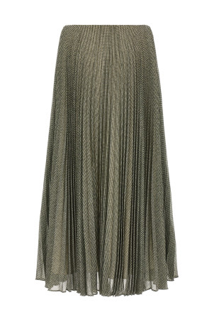 Green houndstooth pleated skirt Green