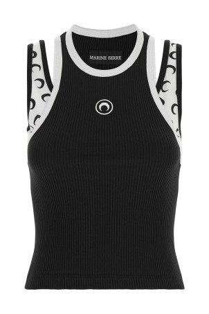 Bicolor 'Moon Logo Jersey' line tank top Black-grey