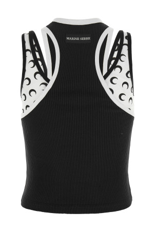 Bicolor 'Moon Logo Jersey' line tank top Black-grey