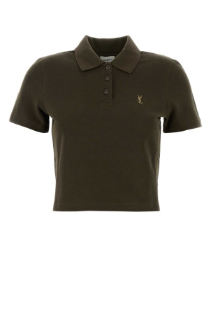 Olive green piquet polo shirt SAINT LAURENT (A0096PY38FT)