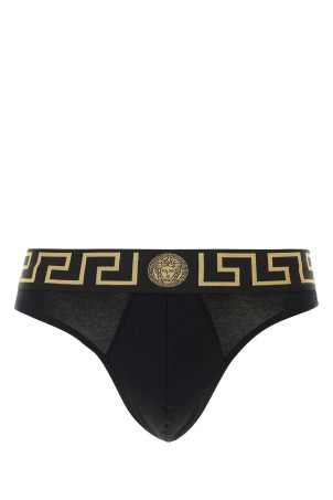 Black stretch cotton thong VERSACE (AU1000221A10011)