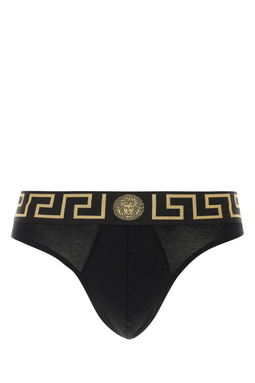 Black stretch cotton thong VERSACE (AU1000221A10011)