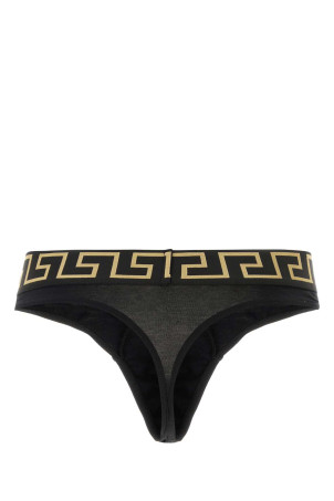 Black stretch cotton thong VERSACE (AU1000221A10011)
