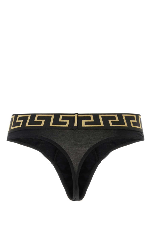 Black stretch cotton thong VERSACE (AU1000221A10011)