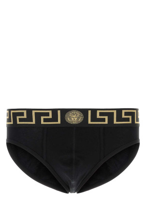 Black stretch cotton brief set VERSACE (AU101801A10011)