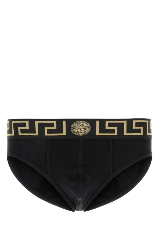 Black stretch cotton brief set VERSACE (AU101801A10011)