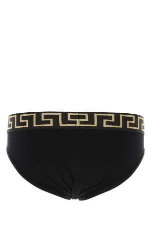 Black stretch cotton brief set VERSACE (AU101801A10011)