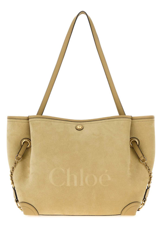 Beige suede ChloÃ© Clover shopping bag CHLOE (CH27SS655U07)