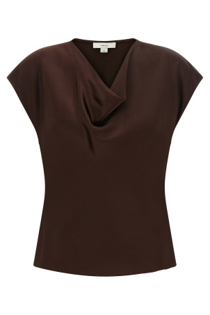 Brown hooded neckline blouse Brown