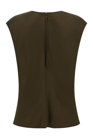 Green crêpe-back satin top Green