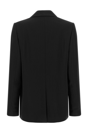 Double-breasted black crêpe blazer Black