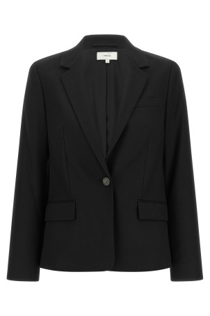 Black wool single-breasted blazer Black