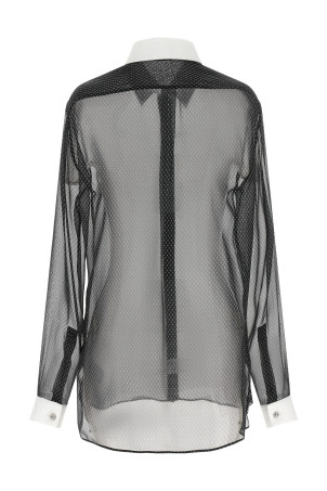 Lozenge chiffon shirt Black-grey