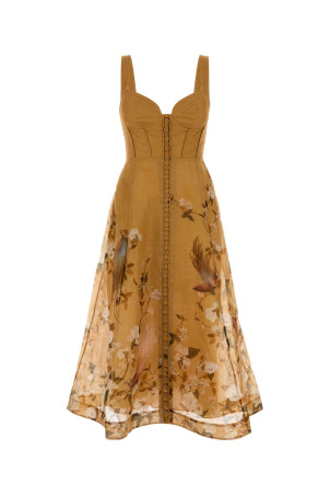 Mustard linen blend Momentum dress ZIMMERMANN (0225DF263)
