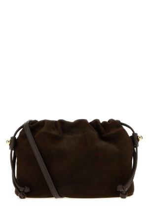 Chocolate suede Charlotte clutch Bordeaux STRATHBERRY (20251475554465)