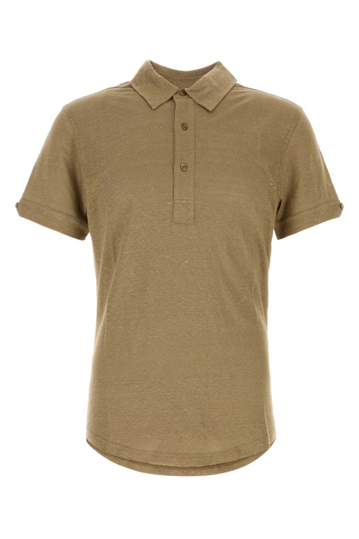 Khaki linen polo shirt Brown ORLEBAR BROWN (282657)