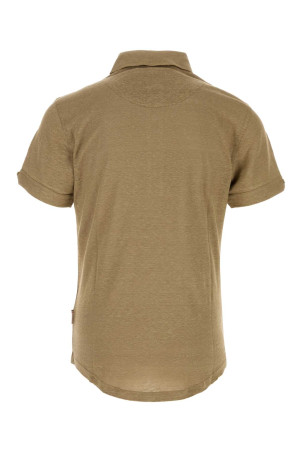 Khaki linen polo shirt Brown ORLEBAR BROWN (282657)