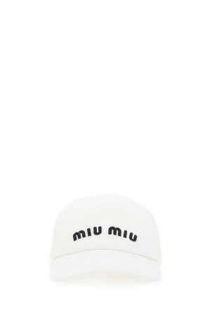 White cotton baseball cap Black MIU MIU (5HC1792DXI)