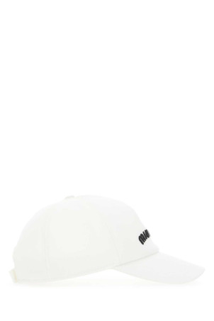 White cotton baseball cap Black MIU MIU (5HC1792DXI)