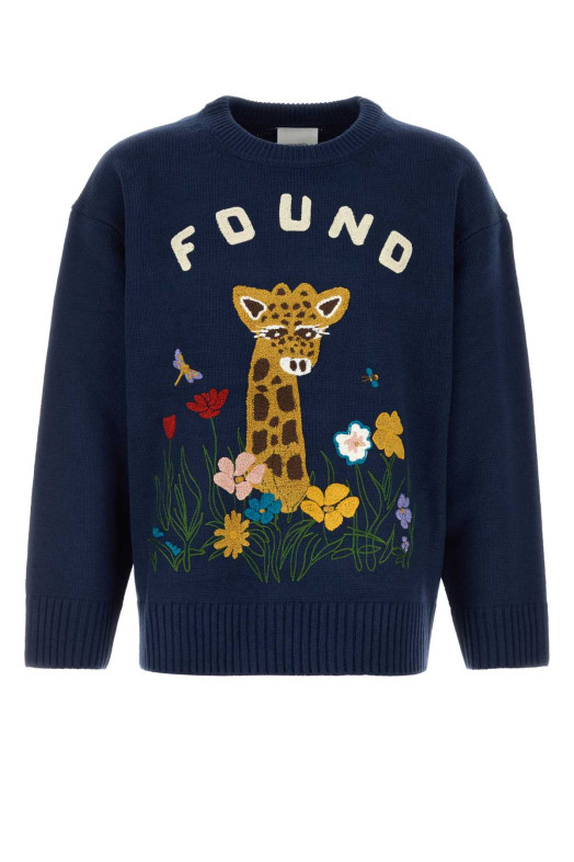 Navy blue acrylic blend Wildlife sweater FOUND (FOFW26SW02674)