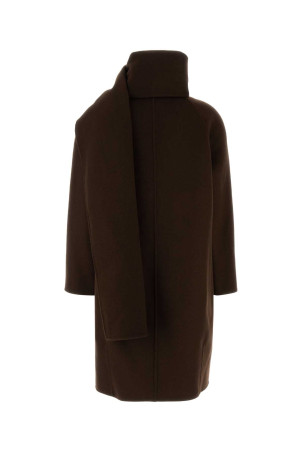 Chocolate wool blend coat CALVIN KLEIN COLLECTION (LV044H519G)