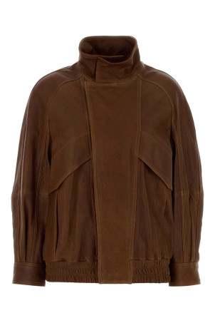 Brown leather Ariste jacket Brown NOUR HAMMOUR (PF26CO4)