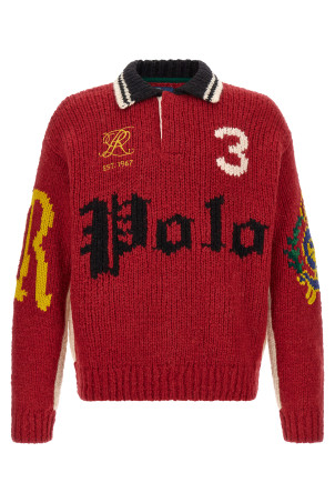 Red polo collar sweater Red