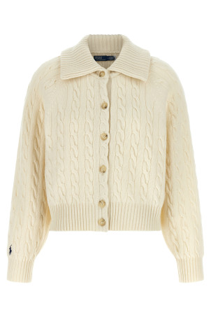 White braid wool and cashmere cardigan White