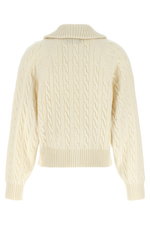 White braid wool and cashmere cardigan White