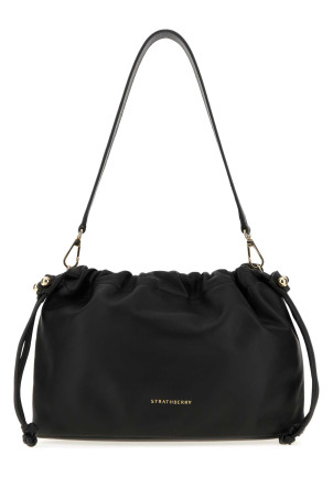 Black nappa leather midi Charlotte clutch Black STRATHBERRY (20252157014100)