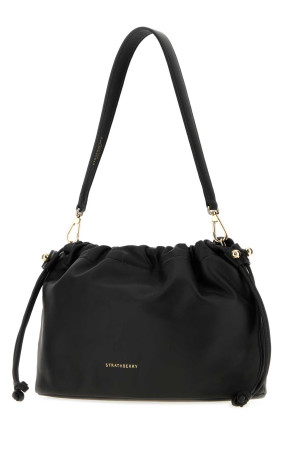 Black nappa leather midi Charlotte clutch Black STRATHBERRY (20252157014100)