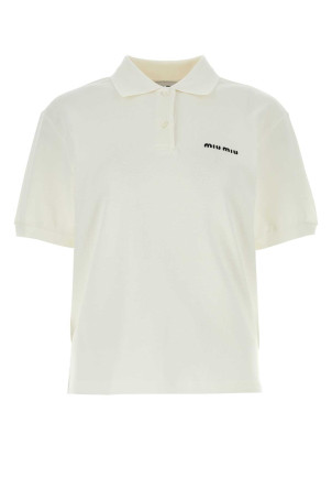 Ivory piquet polo shirt Black MIU MIU (MJN535SOOO14RW)