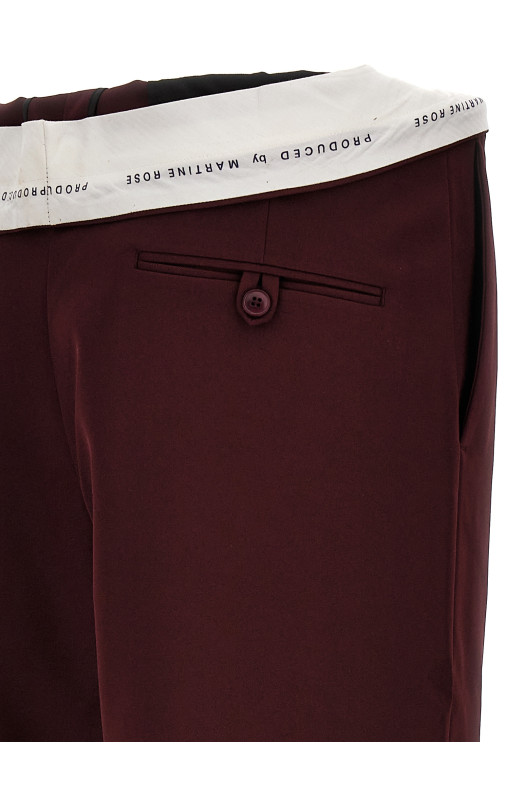Штани з закатаним поясом, пошиті за фігурою, бордові (MRAW23327BURG) Штани з закатаним поясом, пошиті за фігурою, бордові (MRAW23327BURG)