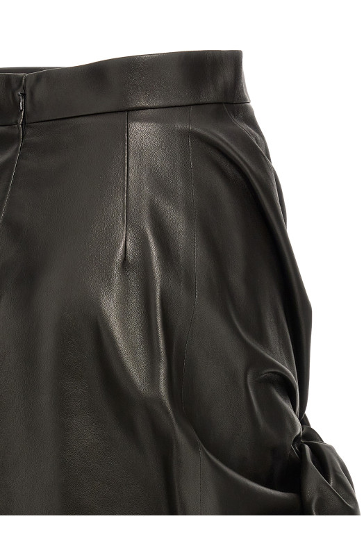 Maxi bow leather skirt Black   Maxi bow leather skirt Black