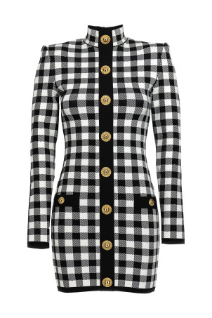 Трикотажна сукня Vichy Білий/Чорний BALMAIN (CF1R8019KF51EAB) Трикотажна сукня Vichy Білий/Чорний BALMAIN (CF1R8019KF51EAB)