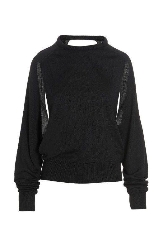 Cut out insert top sweater Black