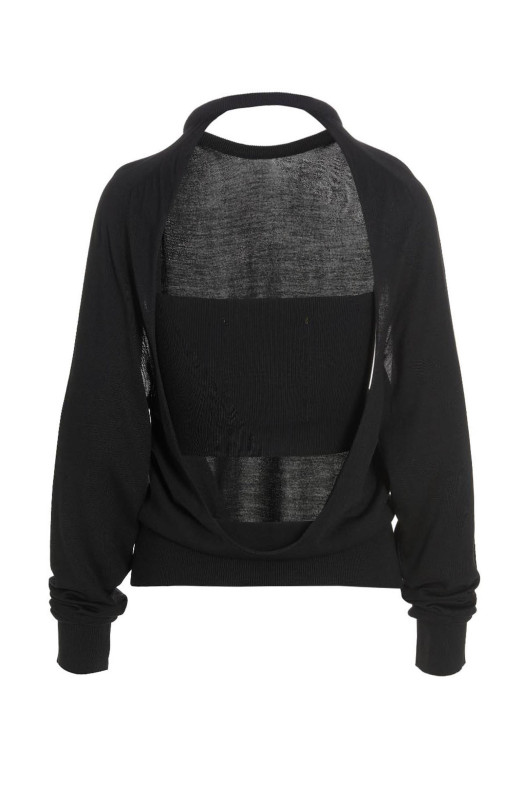 Cut out insert top sweater Black