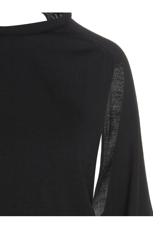 Cut out insert top sweater Black
