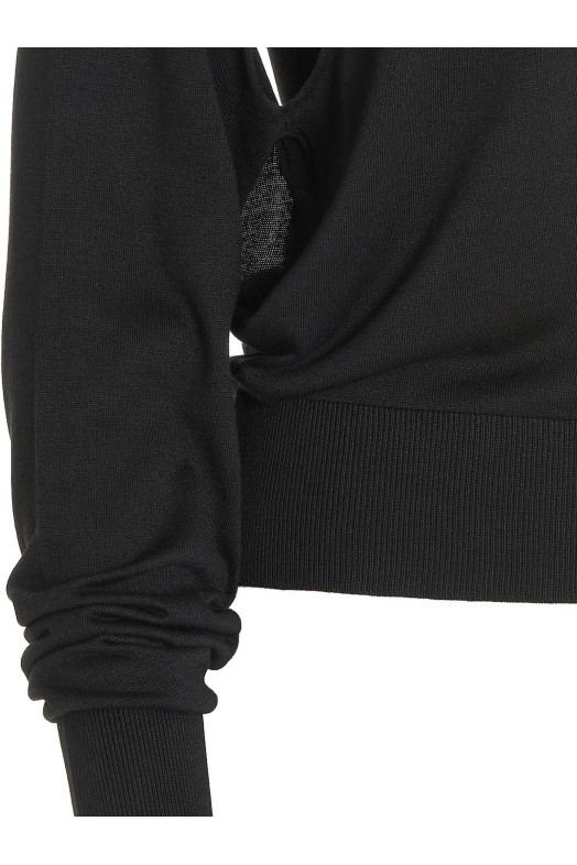 Cut out insert top sweater Black