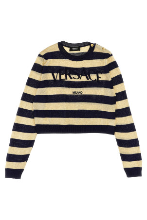 Светр у смужку з люрексу з вишитим логотипом Різнокольоровий VERSACE KIDS (10137781A096852U500) Светр у смужку з люрексу з вишитим логотипом Різнокольоровий VERSACE KIDS (10137781A096852U500)