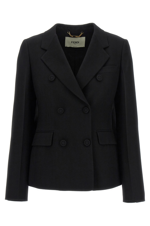 Двобортний блейзер Чорний FENDI (FJ7454AXAUF0GME) Двобортний блейзер Чорний FENDI (FJ7454AXAUF0GME)