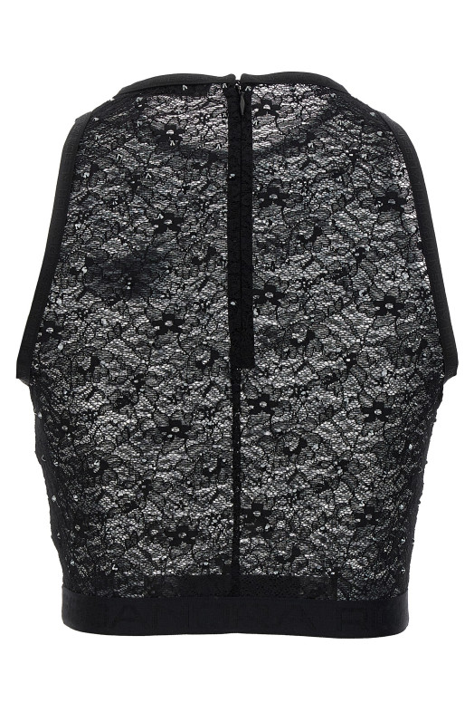 Блузка с кружевом из стразов, черная ALESSANDRA RICH (FABX3603P42060900) Блузка с кружевом из стразов, черная ALESSANDRA RICH (FABX3603P42060900)