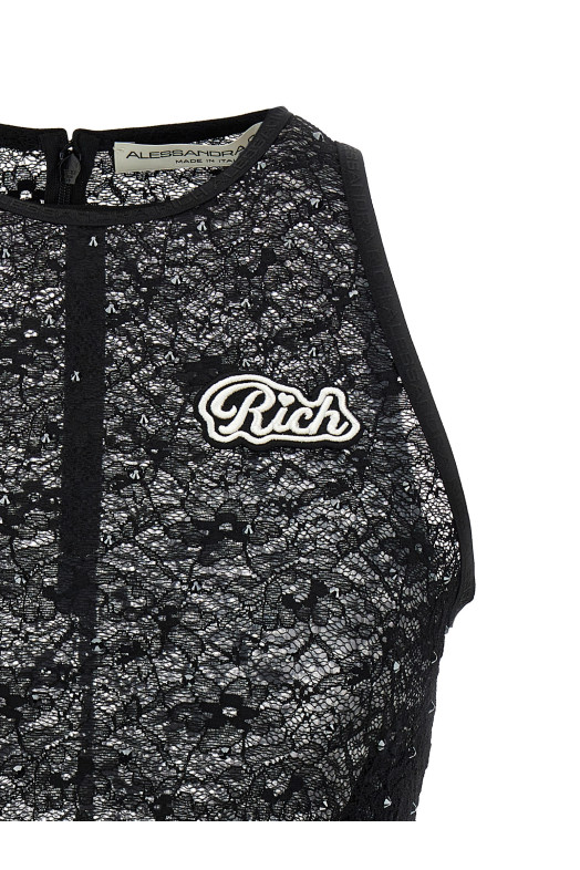 Блузка с кружевом из стразов, черная ALESSANDRA RICH (FABX3603P42060900) Блузка с кружевом из стразов, черная ALESSANDRA RICH (FABX3603P42060900)