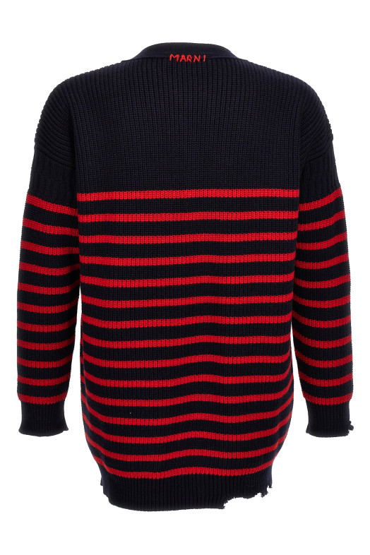 Destroyed effect striped cardigan Multicolor Destroyed effect striped cardigan Multicolor