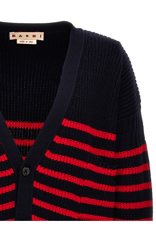Destroyed effect striped cardigan Multicolor Destroyed effect striped cardigan Multicolor