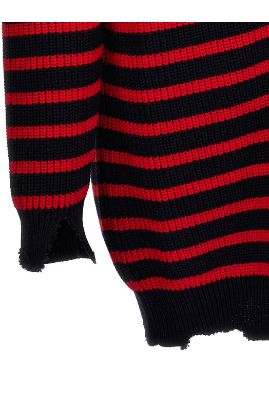Destroyed effect striped cardigan Multicolor Destroyed effect striped cardigan Multicolor