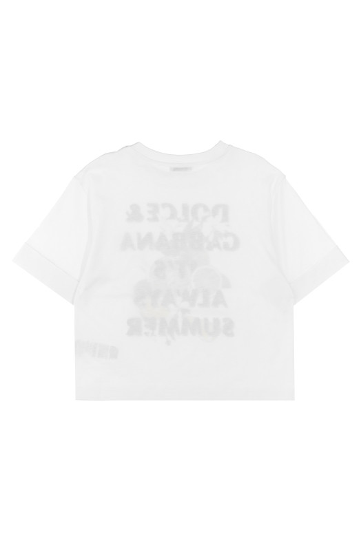 Футболка з блискучим принтом Біла DOLCE & GABBANA (L5JTMVG7L7YW0800) DOLCE & GABBANA Футболка з блискучим принтом Біла DOLCE & GABBANA (L5JTMVG7L7YW0800) DOLCE & GABBANA