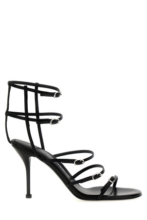 Strap leather sandals Black   Strap leather sandals Black